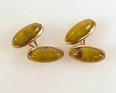 Victorian 10K Gold &amp; Agate Double Sided Cufflinks