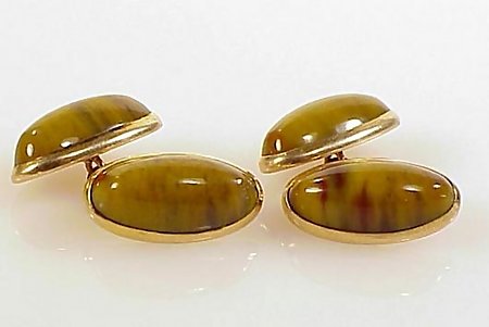 Victorian 10K Gold &amp; Agate Double Sided Cufflinks