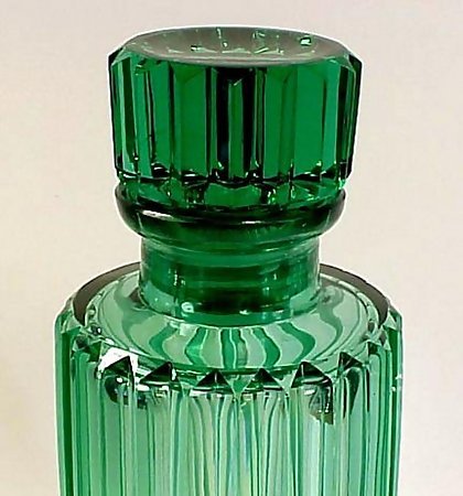 Heavy Green Moser-Type Cut Crystal Liquor Decanter