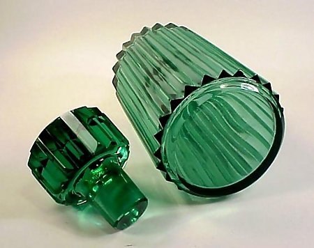 Heavy Green Moser-Type Cut Crystal Liquor Decanter