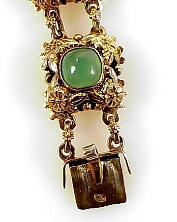 Art Deco Hungarian Gilt Silver &amp; Chrysoprase Bracelet