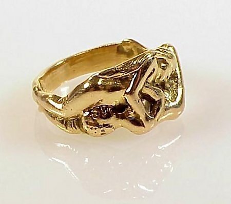 French Art Nouveau 18K Gold Erotic Ring