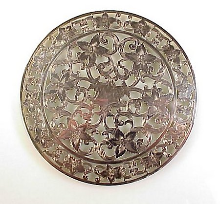 Edwardian Sterling Orchid Overlay Crystal 6" Trivet