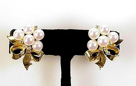 Mikimoto 18K Gold, Diamond &amp; AAA Pearl Earrings