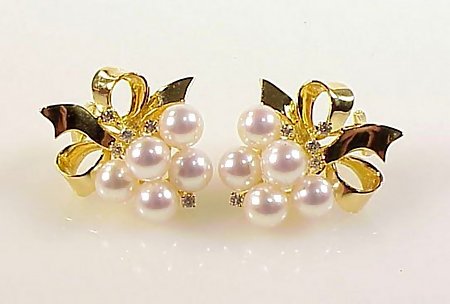 Mikimoto 18K Gold, Diamond &amp; AAA Pearl Earrings