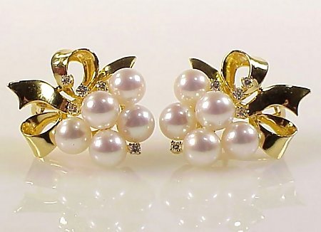 Mikimoto 18K Gold, Diamond &amp; AAA Pearl Earrings