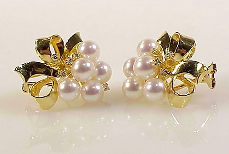 Mikimoto 18K Gold, Diamond &amp; AAA Pearl Earrings