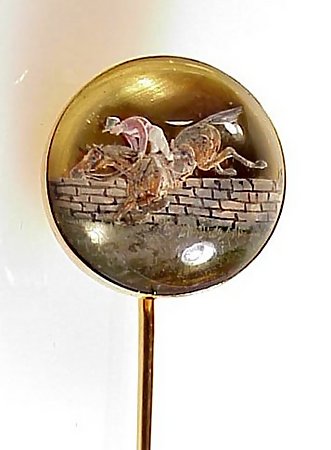Victorian 18K Gold Essex Crystal Steeplechase Stick Pin