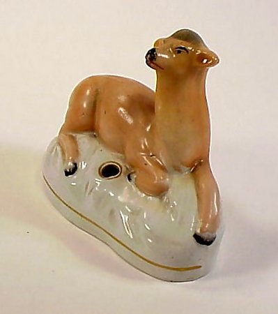 Staffordshire Pottery Deer Inkwell Quill Holder