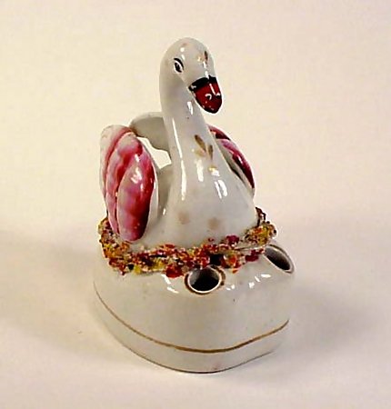 Staffordshire Pottery Swan Inkwell &amp; Quill Holder