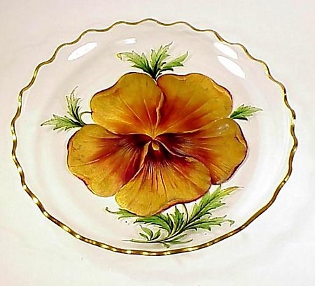 Art Nouveau Reverse Painted Engraved Glass Bowl