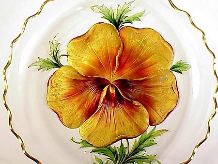 Art Nouveau Reverse Painted Engraved Glass Bowl