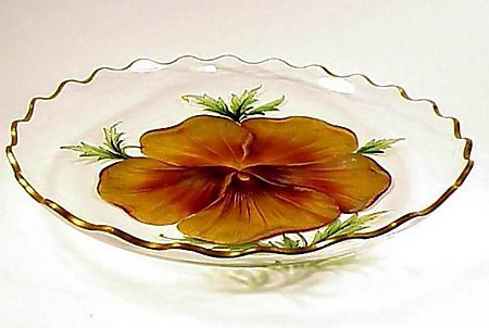 Art Nouveau Reverse Painted Engraved Glass Bowl