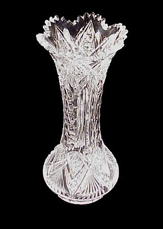 Signed Clark IRIS American Brilliant Cut Glass Vase