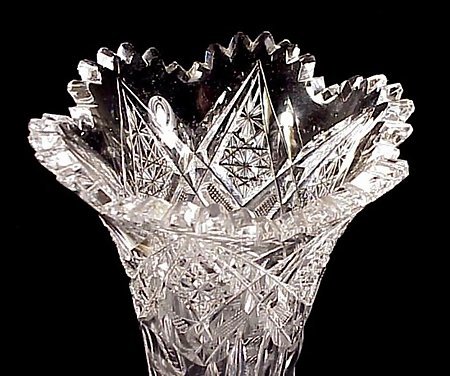 Signed Clark IRIS American Brilliant Cut Glass Vase