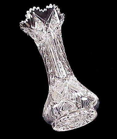 Signed Clark IRIS American Brilliant Cut Glass Vase