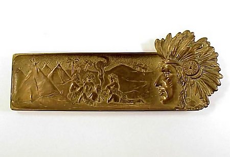 Austrian Bronze Indian Chief Pen Tray