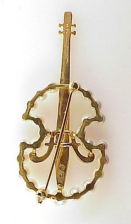 Mikimoto 18K Gold, Pearl &amp; Diamond Cello Brooch