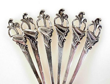 12 Swedish Art Deco Sterling Silver Demitasse Spoons