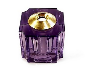 Art Deco Czech Amethyst Glass & Brass Inkwell