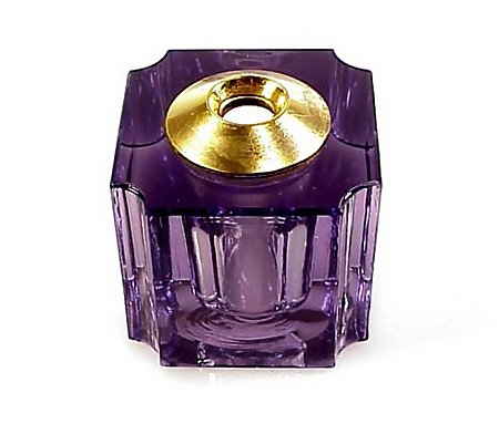 Art Deco Czech Amethyst Glass & Brass Inkwell