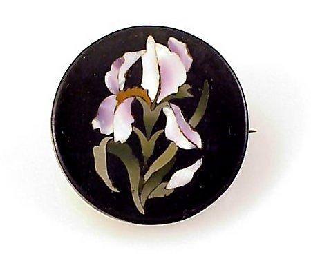 Italian Victorian Pietra-Dura Mosaic Iris Brooch