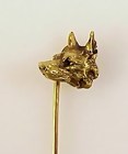 Victorian French 18K Gold German Shepherd Dog Stick Pin