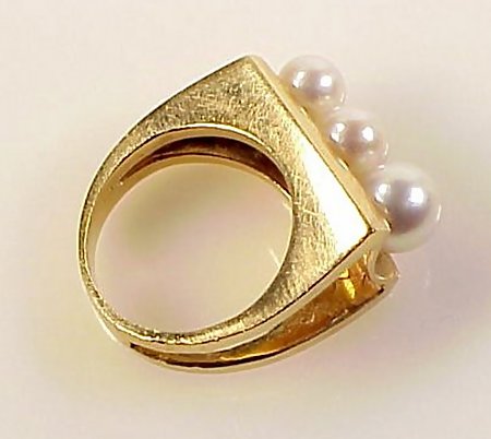 Modernist 14K Yellow Gold &amp; Pearl Ring