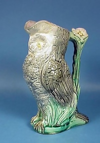 Morley Victorian Majolica Figural Owl Jug