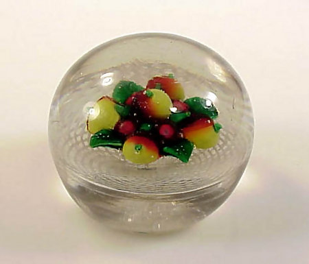 New England Glass Co. Mixed Fruit Glass Paperweight