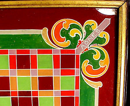 Victorian Reverse Painting on Glass Checker Game Board