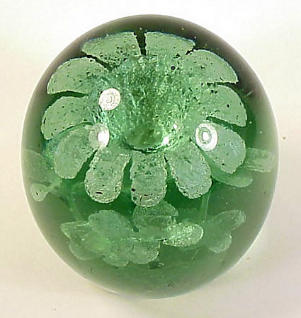 Nailsea-Stourbridge Green Bottle Flower Pot Paperweight