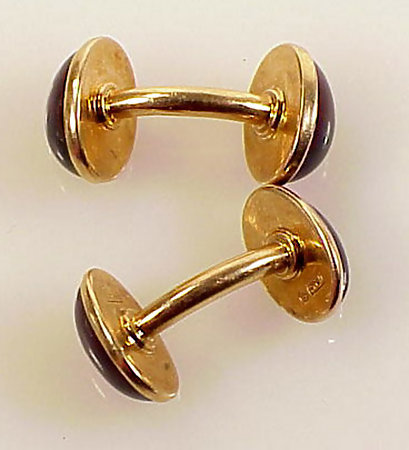 Victorian 14K Gold &amp; Garnet Doubled-Sided Cufflinks