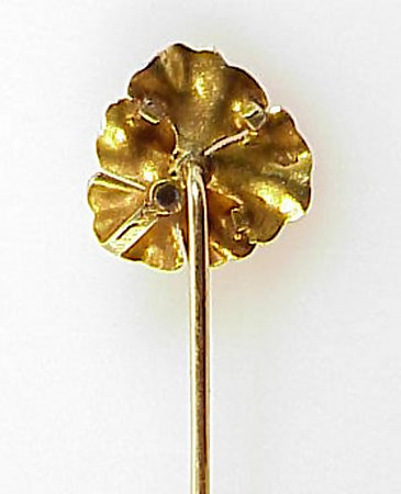 Victorian Enameled 14K Gold Pansy Stick Pin