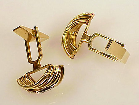 14K Yellow Gold &amp; Diamond Cufflinks