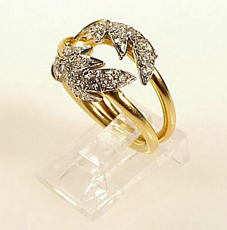 Tiffany Schlumberger 18K Platinum Diamond LEAVES Ring
