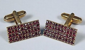 Czech Silver Gilt & Pyrope Garnet Cufflinks