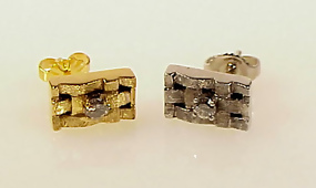 Diamond & 14K White & Yellow Gold Basketweave Earrings