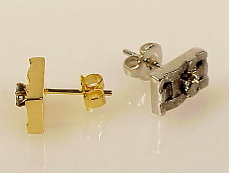 Diamond &amp; 14K White &amp; Yellow Gold Basketweave Earrings