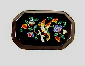 Victorian 14K Gold & Glass Pietra Dura Brooch