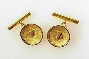 Vintage 18K Yellow Gold Button-Style Cufflinks