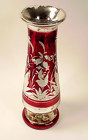 Bohemian Red Flashed Engraved Mercury Glass Vase