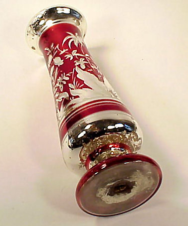 Bohemian Red Flashed Engraved Mercury Glass Vase