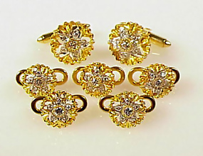 Signed DIF 18K Yellow & White Gold & Diamond Dress Set