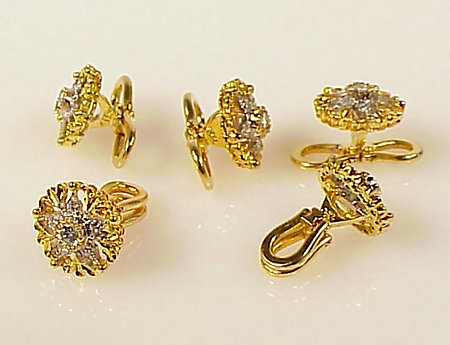 Signed DIF 18K Yellow &amp; White Gold &amp; Diamond Dress Set