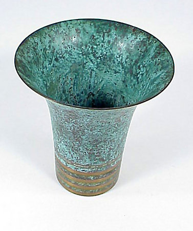 Carl Sorensen Art Deco Patinated Bronze Trumpet Vase