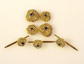 18K Yellow Gold & Sapphire Knot Dress Set