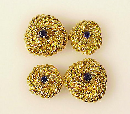 18K Yellow Gold &amp; Sapphire Knot Dress Set