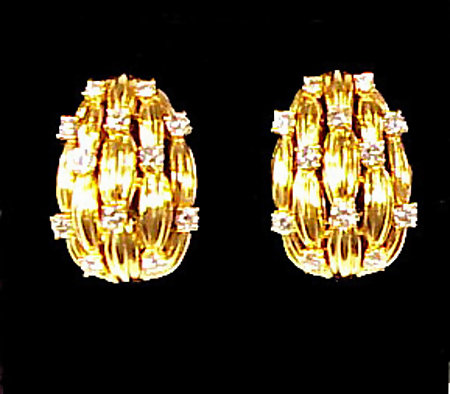 Tiffany &amp; Co. 18K Gold &amp; Diamond Clip Earrings