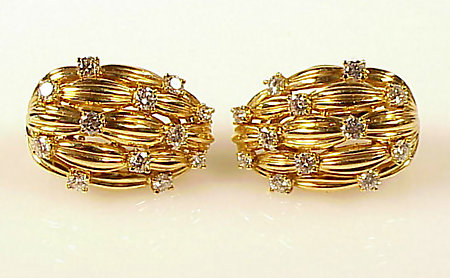 Tiffany &amp; Co. 18K Gold &amp; Diamond Clip Earrings